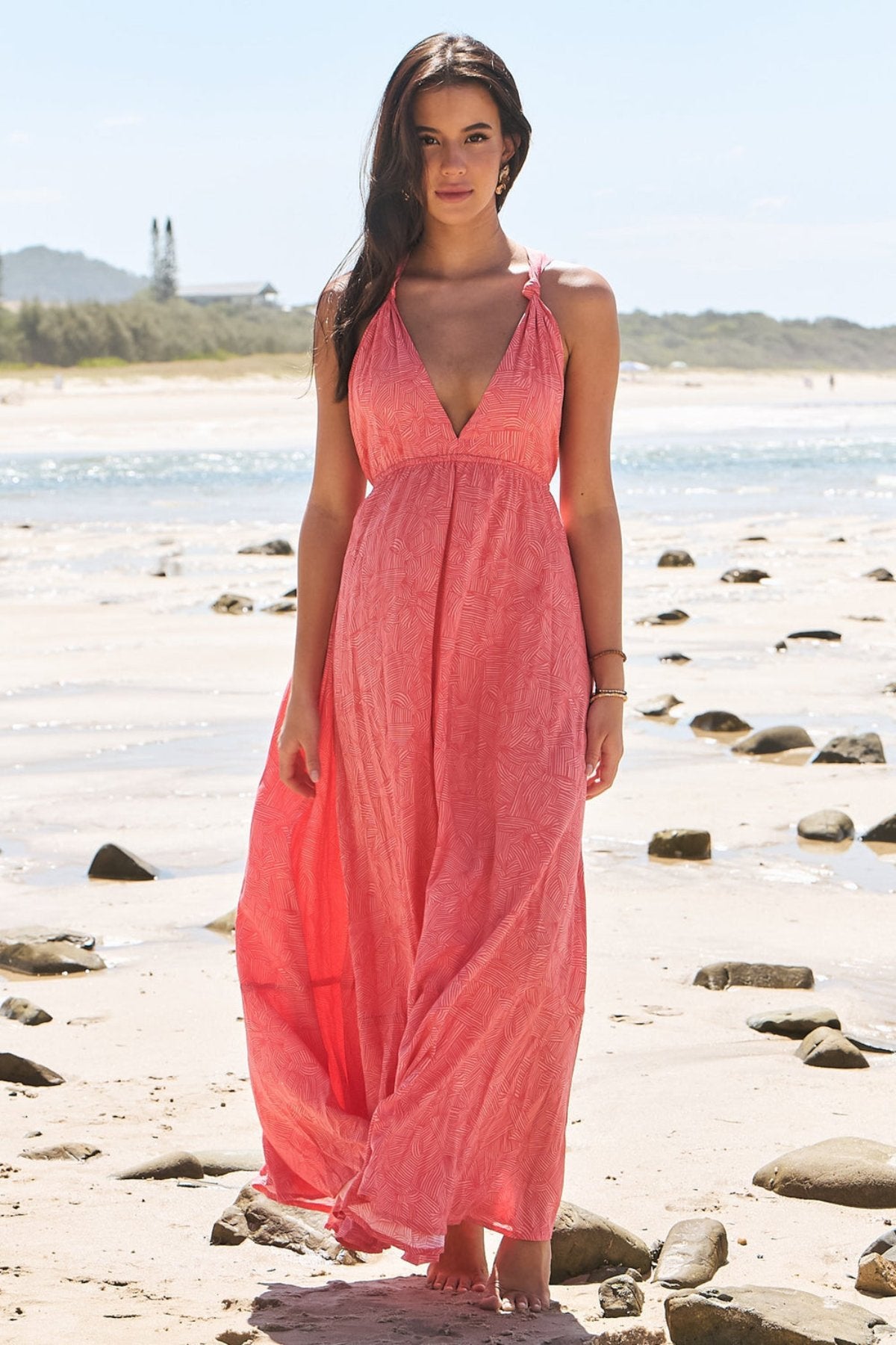 Load image into Gallery viewer, Little Bow Print Pearl Maxi Dress - Dress
