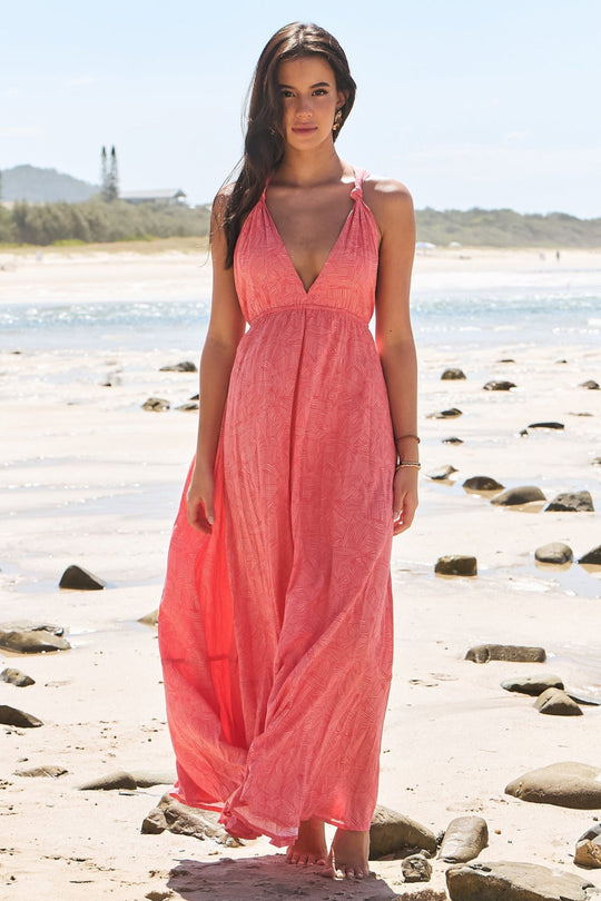 Little Bow Print Pearl Maxi Dress - Dress