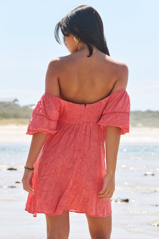 Little Bow Print Wattle Mini Dress - Dress