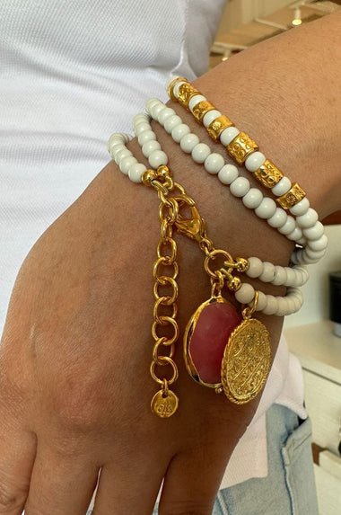 Grace Bracelet Pink With Gold Coin - Bracelet
