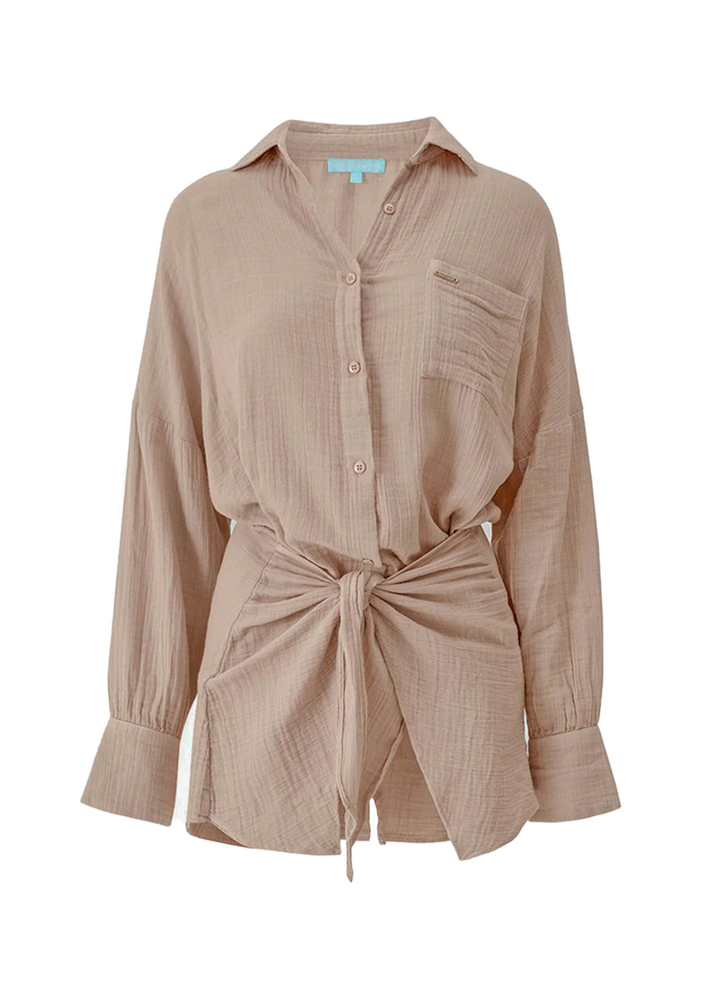 Sara Short Shirt Dress Beige