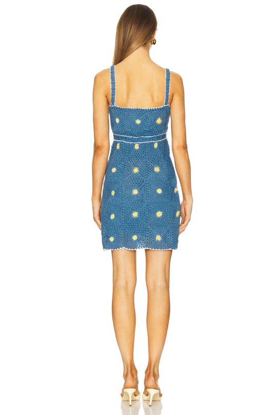 Load image into Gallery viewer, Aster Daisy Granny Square Crochet Mini Dress

