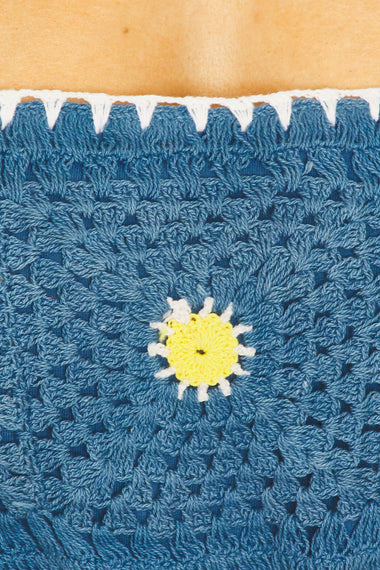 Aster Daisy Granny Square Crochet Mini Dress