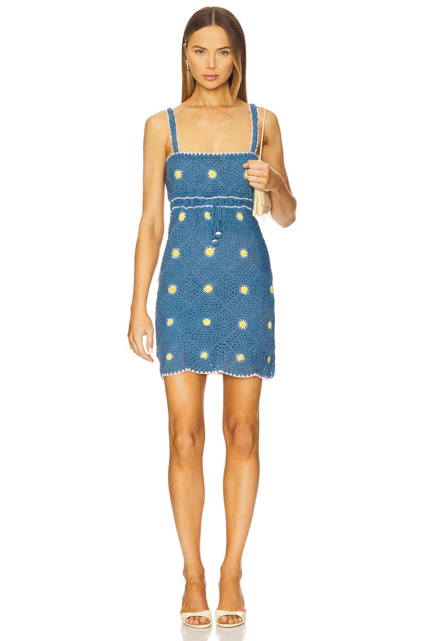 Load image into Gallery viewer, Aster Daisy Granny Square Crochet Mini Dress
