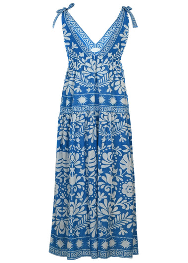 Brenna Folk Monstera Print Maxi Dress