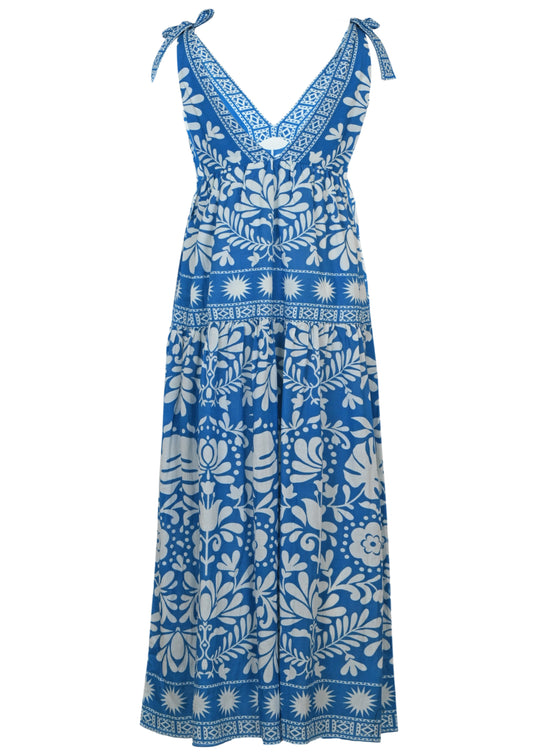 Load image into Gallery viewer, Brenna Folk Monstera Print Maxi Dress
