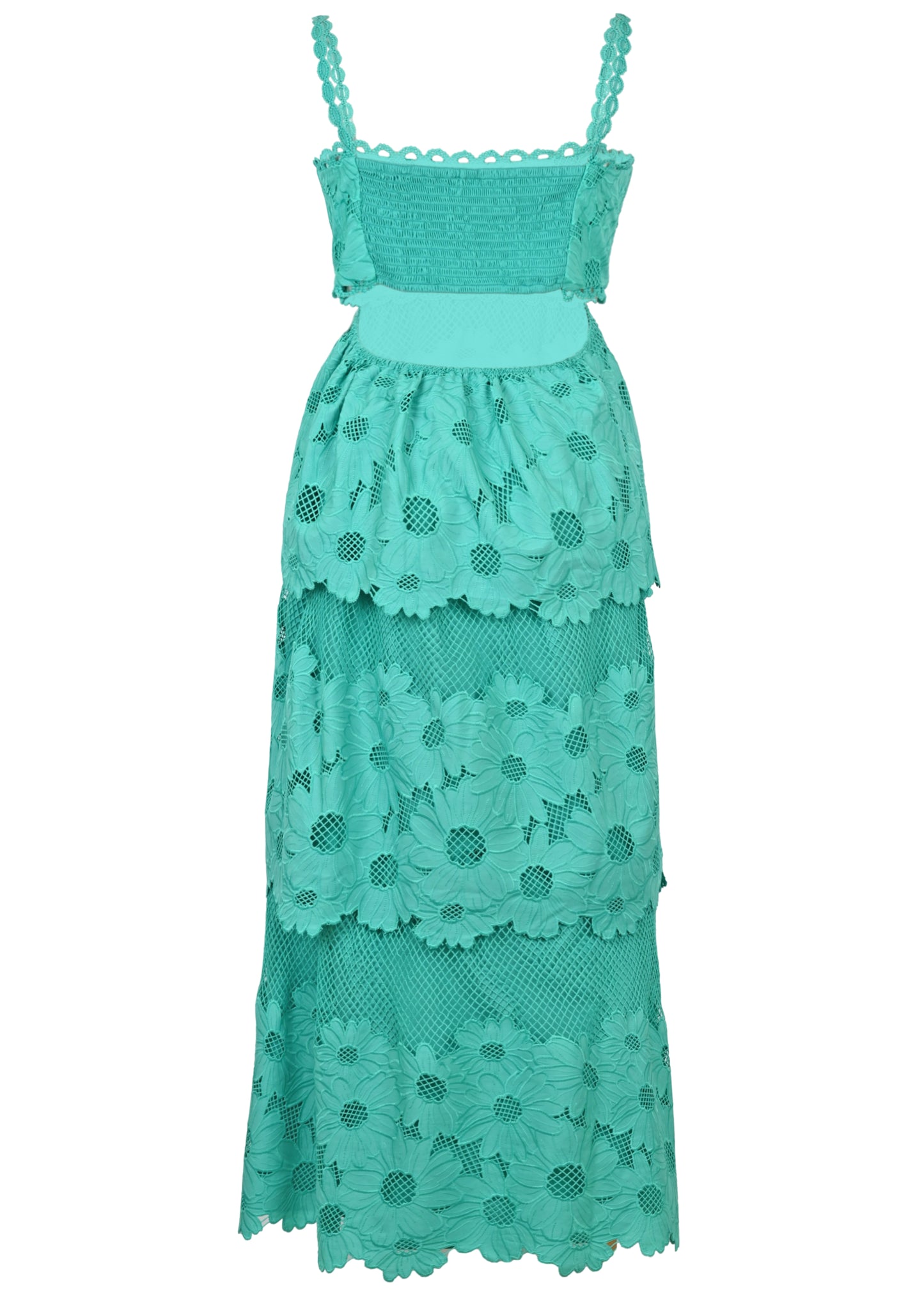 Load image into Gallery viewer, Elloise Sunflower Mesh Eyelet Midi Dress
