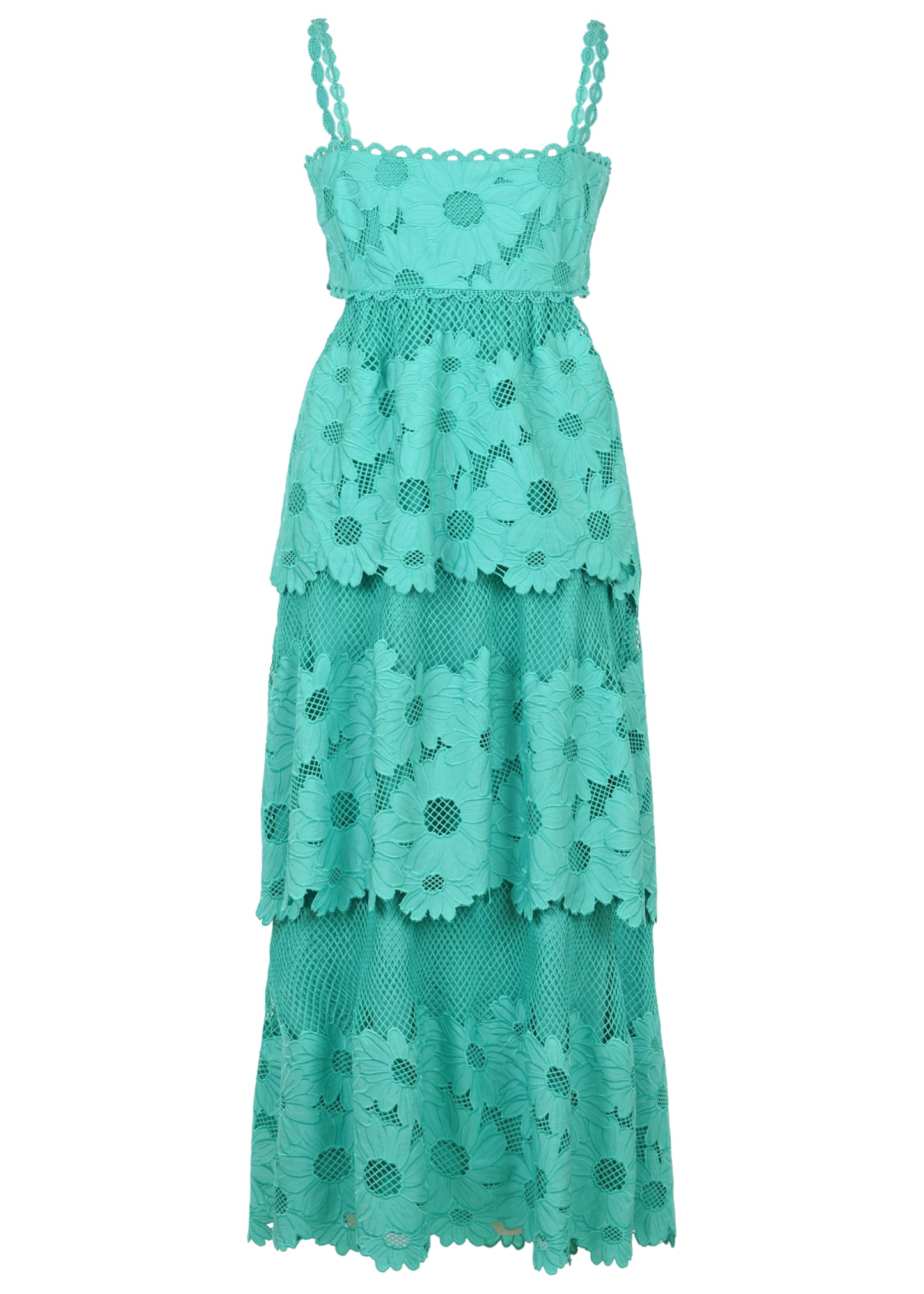 Load image into Gallery viewer, Elloise Sunflower Mesh Eyelet Midi Dress
