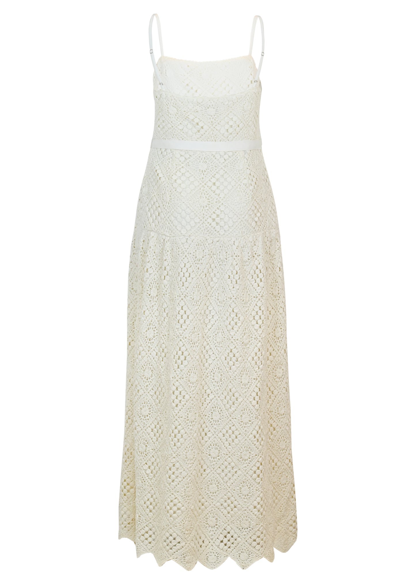 Load image into Gallery viewer, Evangelina Diamond Crochet Midi Dress
