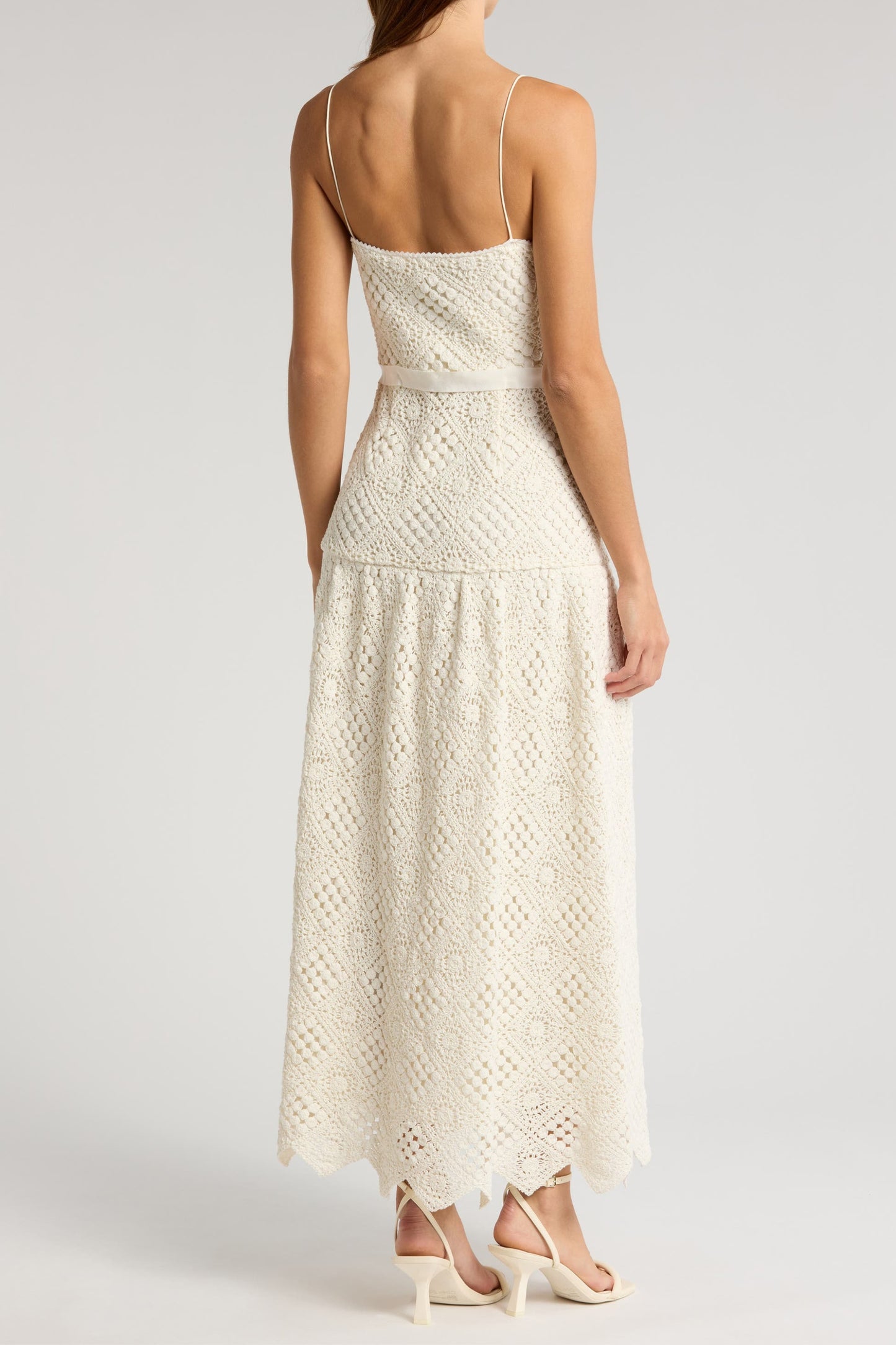 Load image into Gallery viewer, Evangelina Diamond Crochet Midi Dress
