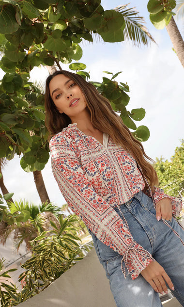 Liana Scarf Print Top