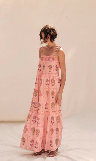 Mariska Tile Block Print Midi Dress