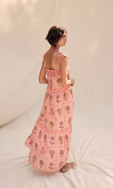 Mariska Tile Block Print Midi Dress