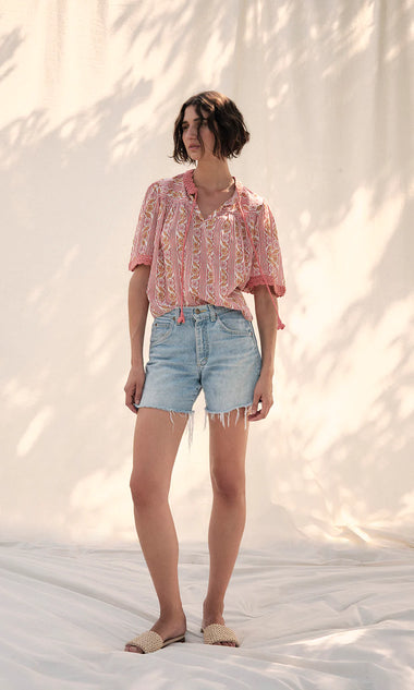 Meghry Retro Floral Block Top