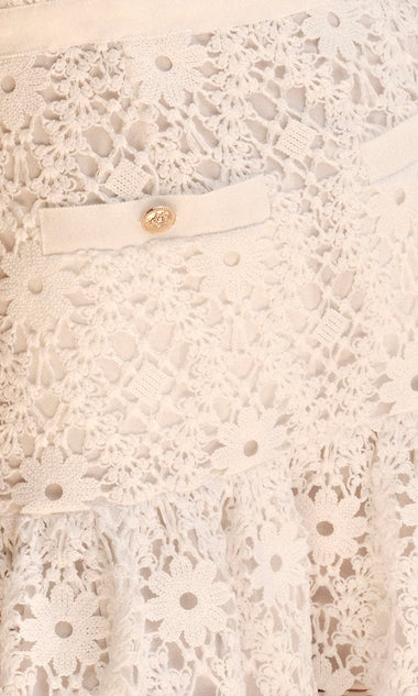 Verena Daisy Intricate Embroidery Mini Dress