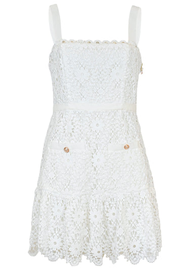 Verena Daisy Intricate Embroidery Mini Dress