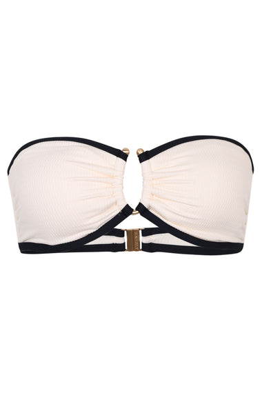 Beach Bound Ring Front Bandeau Bikini Top Ecru