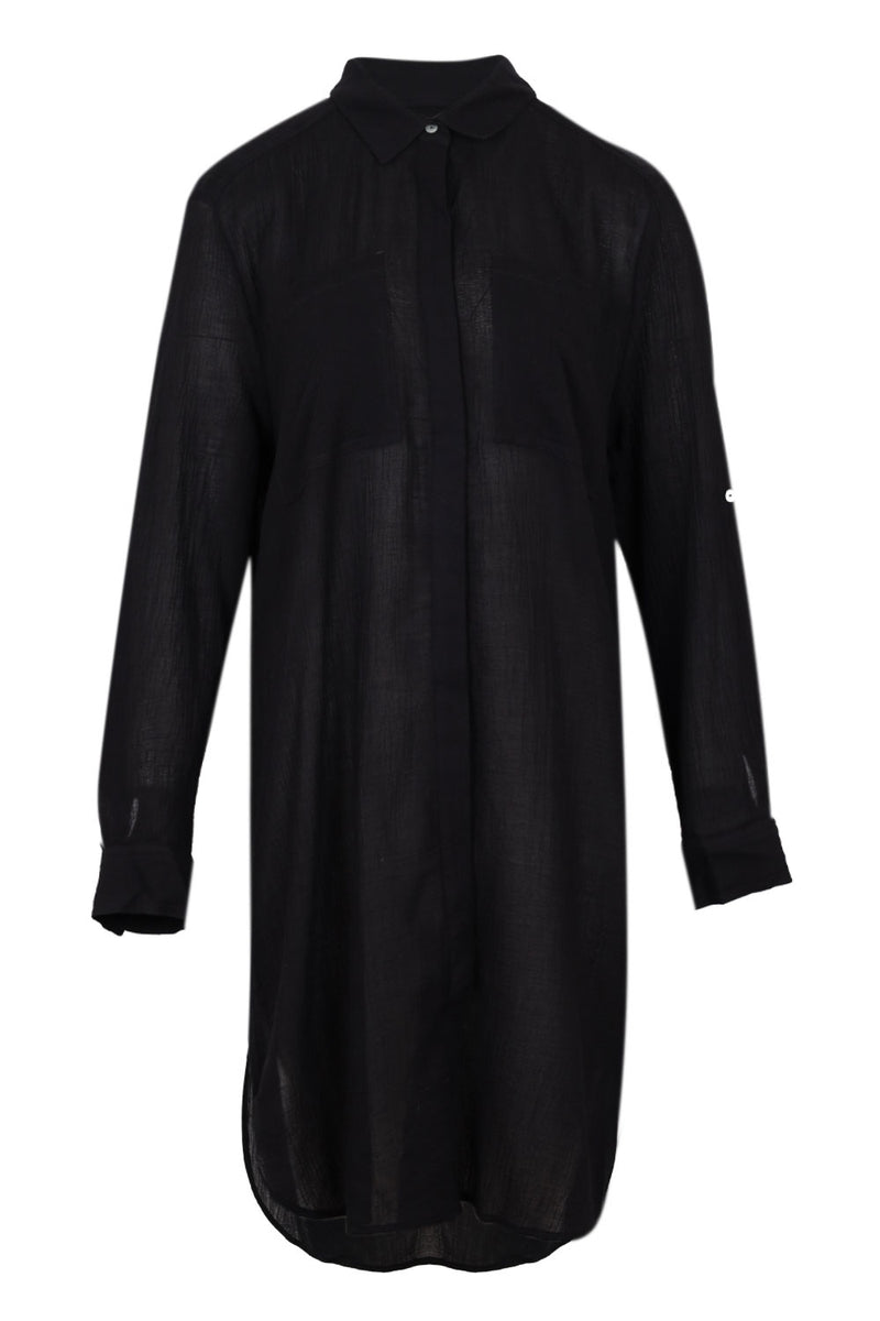 Crinkle Twill Beach Shirt Black