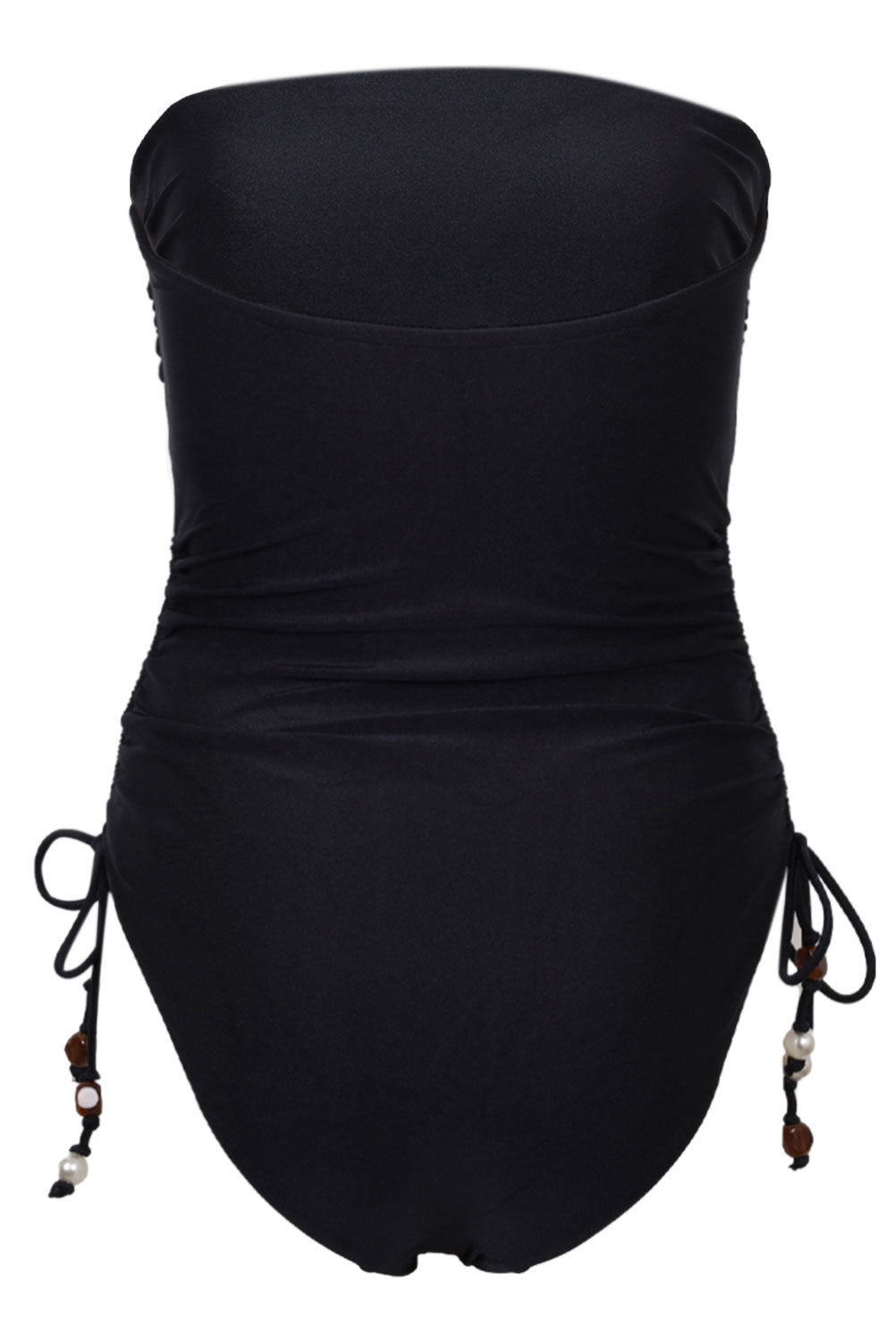 Load image into Gallery viewer, DD Drawstring Bandeau One Piece Black Pearl
