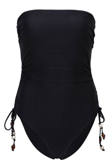 DD Drawstring Bandeau One Piece Black Pearl