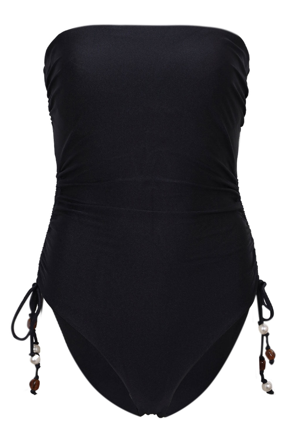 Load image into Gallery viewer, DD Drawstring Bandeau One Piece Black Pearl
