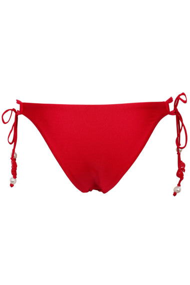 Palermo Loop Tie Side Rio Bikini Bottom Black Cosmo Red