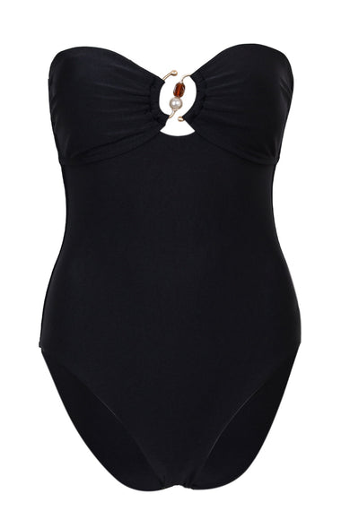 Palermo Ring Front Bandeau One Piece Black Pearl