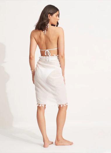 Beach Edit Cotton Gauze Sarong White - ONE SIZE - Sarong