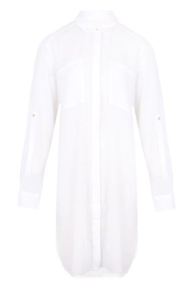 Crinkle Twill Beach Shirt White