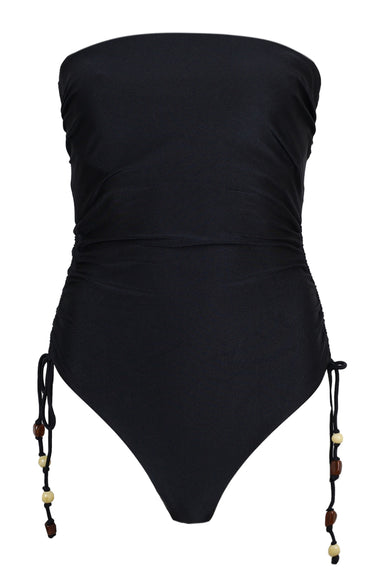 DD Drawstring Bandeau One Piece Black