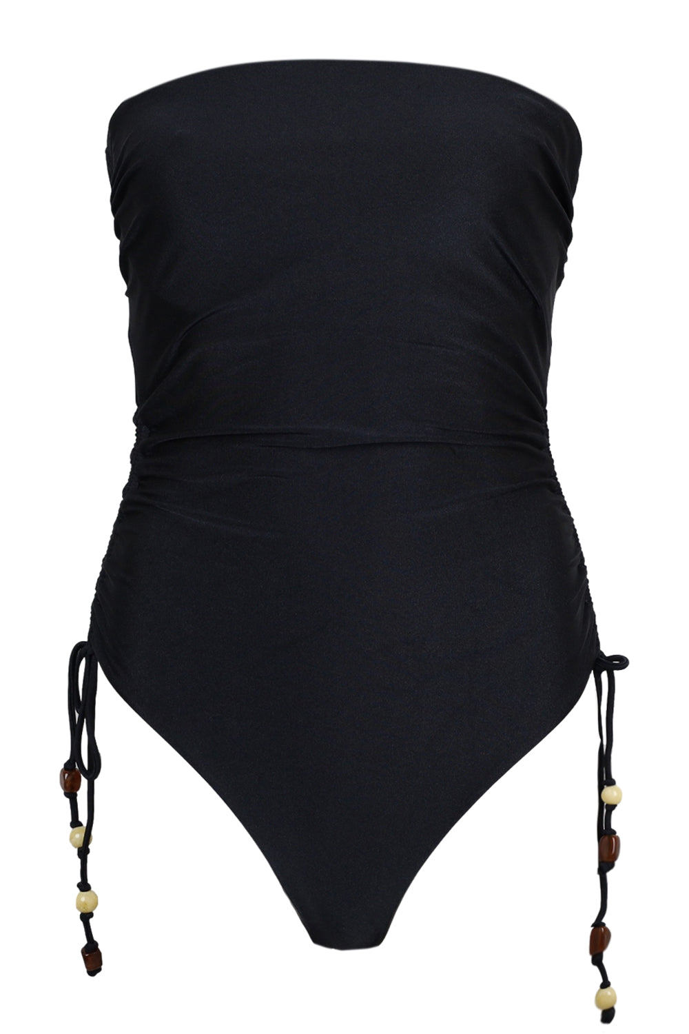 Load image into Gallery viewer, DD Drawstring Bandeau One Piece Black
