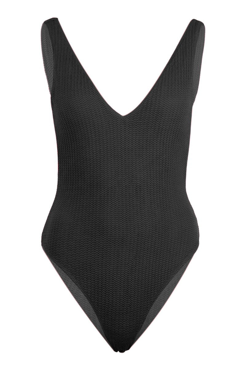 Deep V Neck One Piece Black
