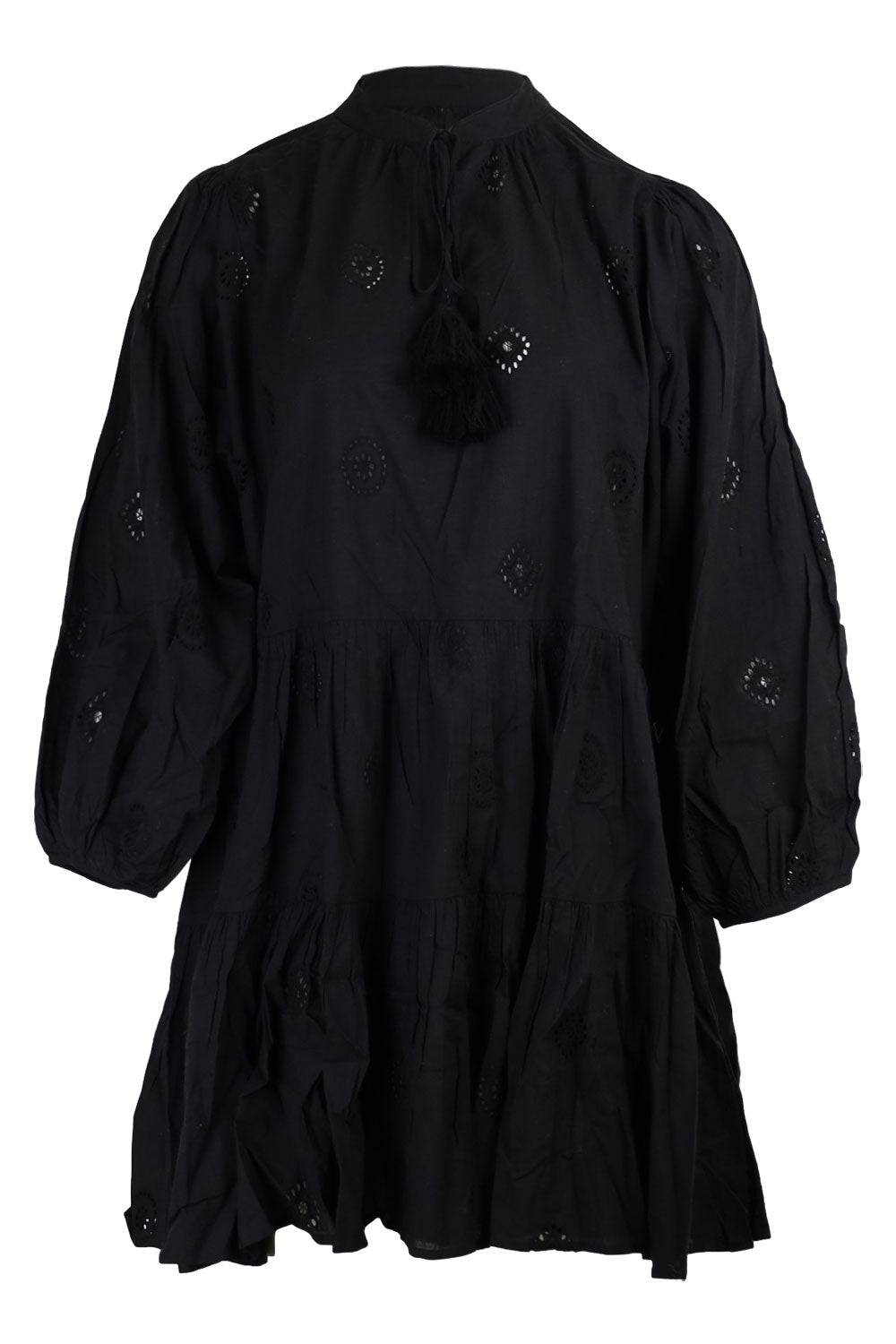 Load image into Gallery viewer, Embroidery Tiered Dress Black
