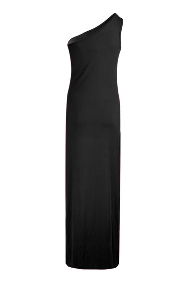 Jersey Rib One Shoulder Dress Black