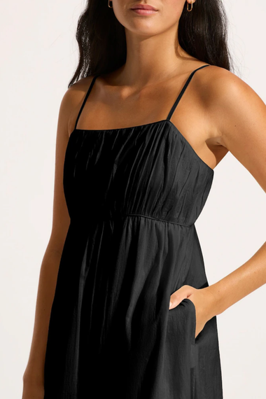Piped Maxi Dress Black