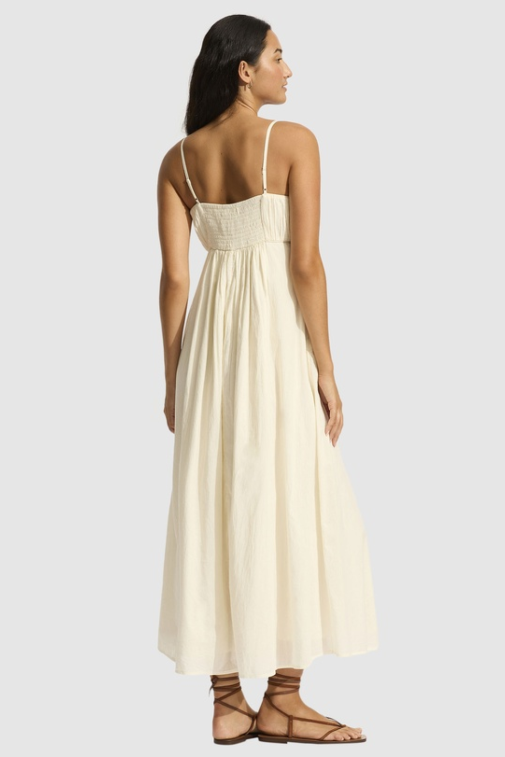 Load image into Gallery viewer, Piped Maxi Dress Ecru
