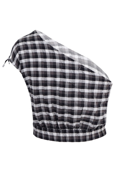 Portofino Gingham Crop Top Black