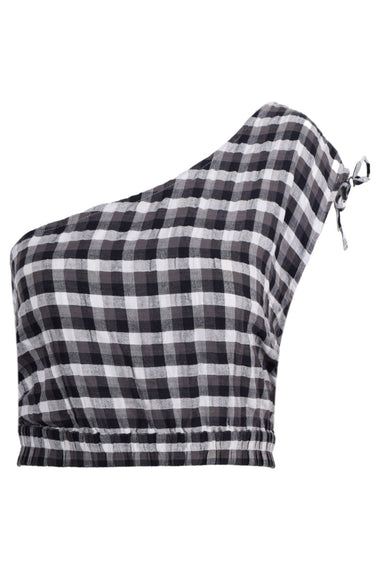 Portofino Gingham Crop Top Black