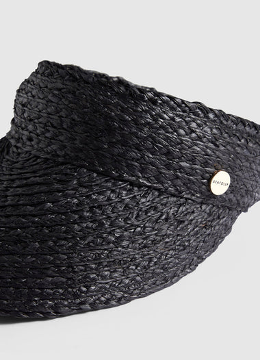 Shady Lady Raffia Visor Cap Black - ONE SIZE - Hat