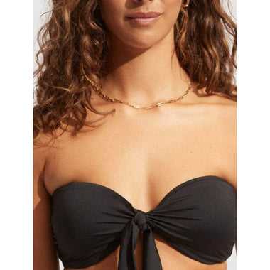 Seafolly Collective Twist Tie Front Bandeau Top Black - Bikini Top