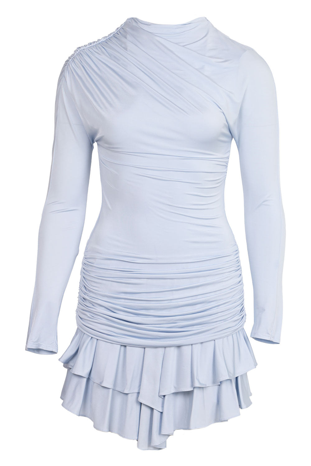 Load image into Gallery viewer, Blue Jersey Gathered Bow Mini Dress
