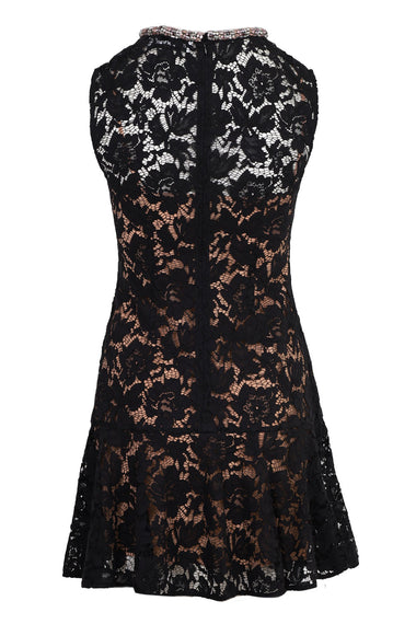 Black Lace Crystal Mini Dress