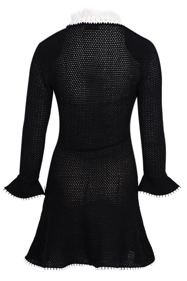 Black Lace Trim Knit Mini Dress