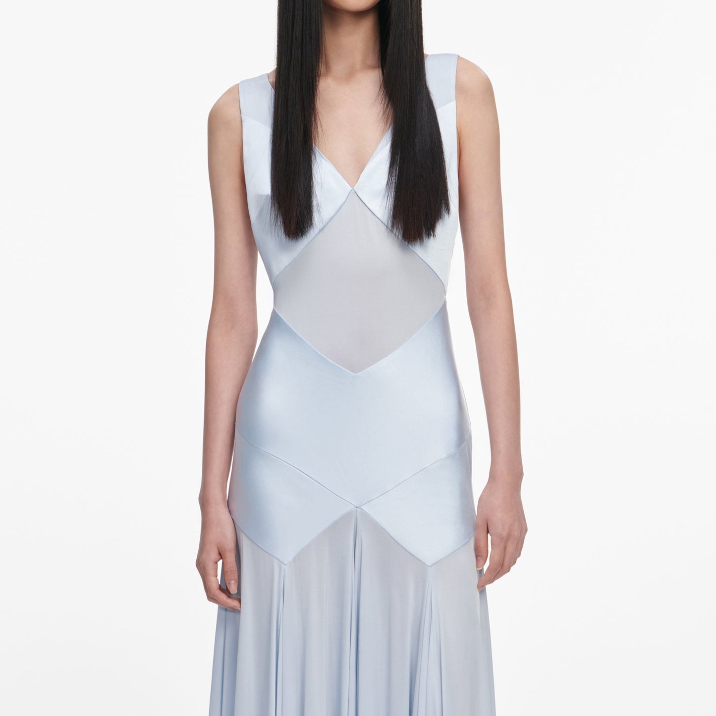 Load image into Gallery viewer, Blue Satin Jersey Maxi Dress
