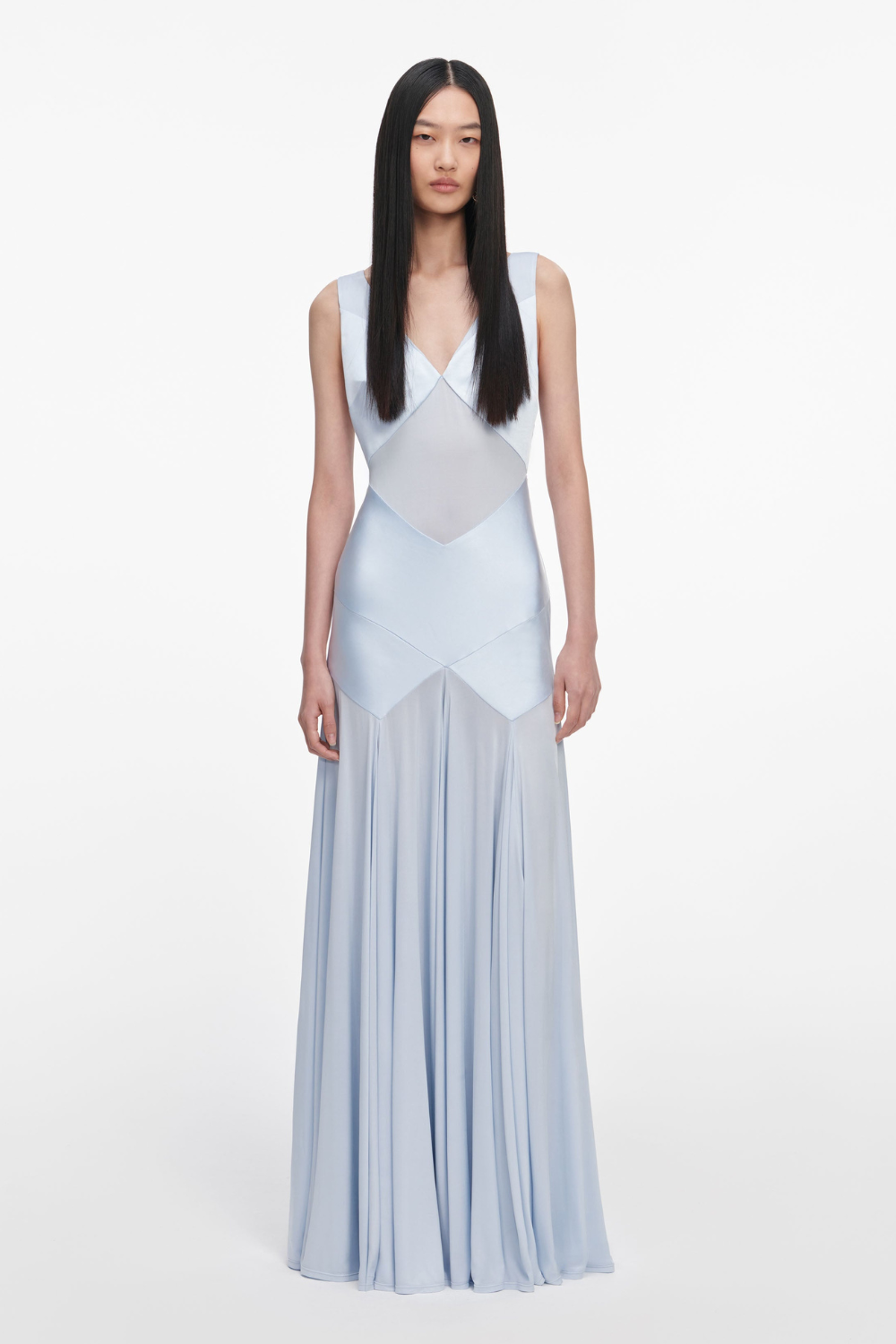 Load image into Gallery viewer, Blue Satin Jersey Maxi Dress
