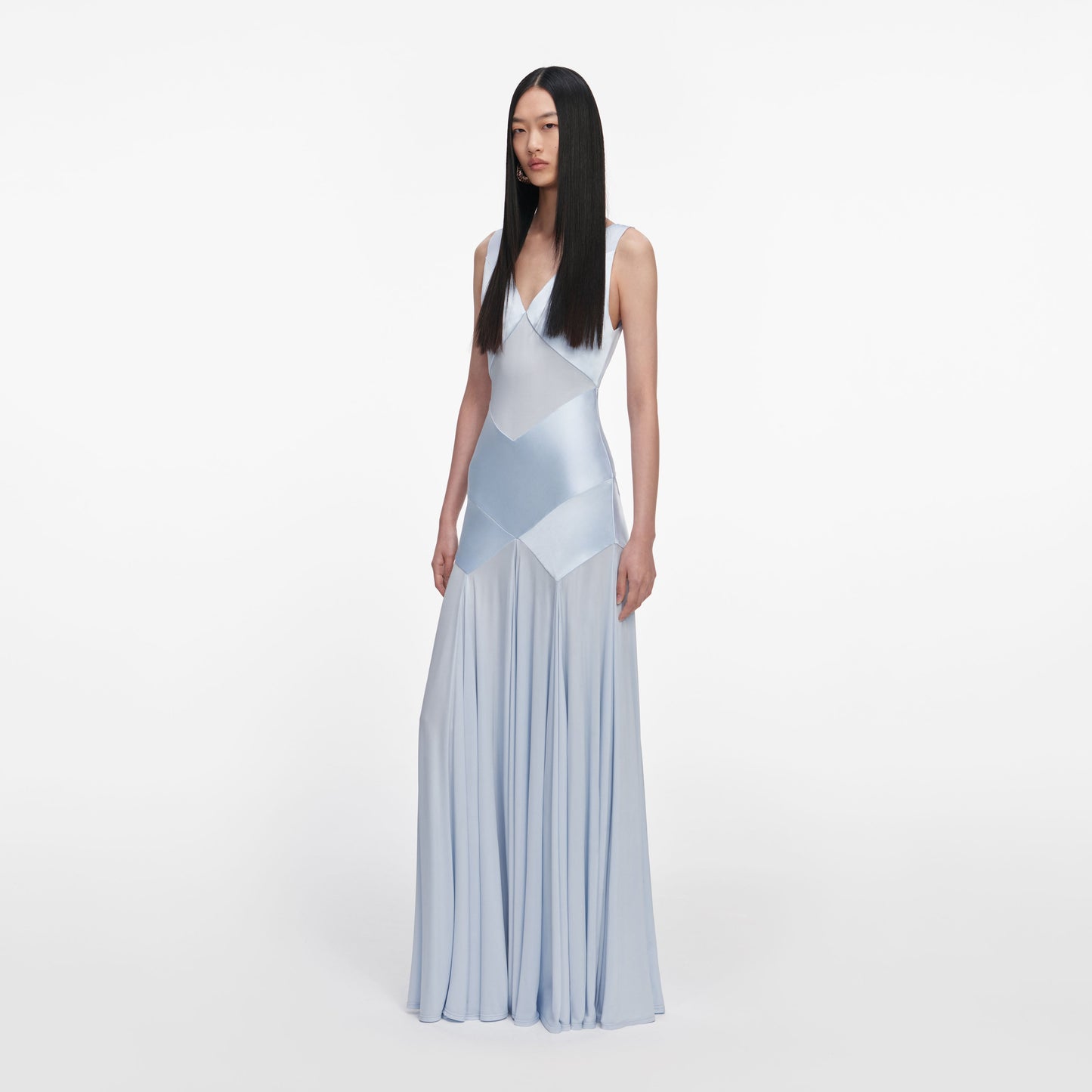 Load image into Gallery viewer, Blue Satin Jersey Maxi Dress
