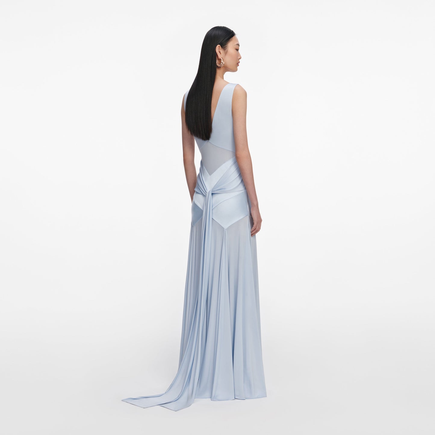 Load image into Gallery viewer, Blue Satin Jersey Maxi Dress
