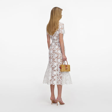 White Lace Collared Midi Dress