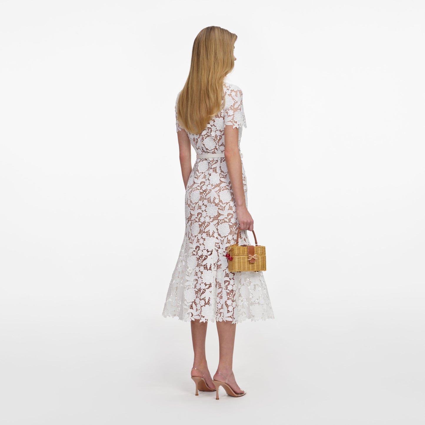 Load image into Gallery viewer, White Lace Collared Midi Dress
