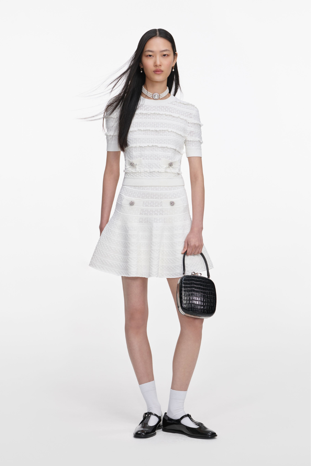 Load image into Gallery viewer, White Pointelle Knit Top
